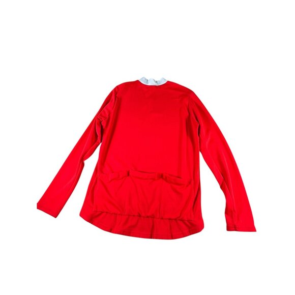 Pearl Izumi Cycling Jersey Red White Mens Sz XL Stretch Long Sleeve Back Pockets - Picture 8 of 12